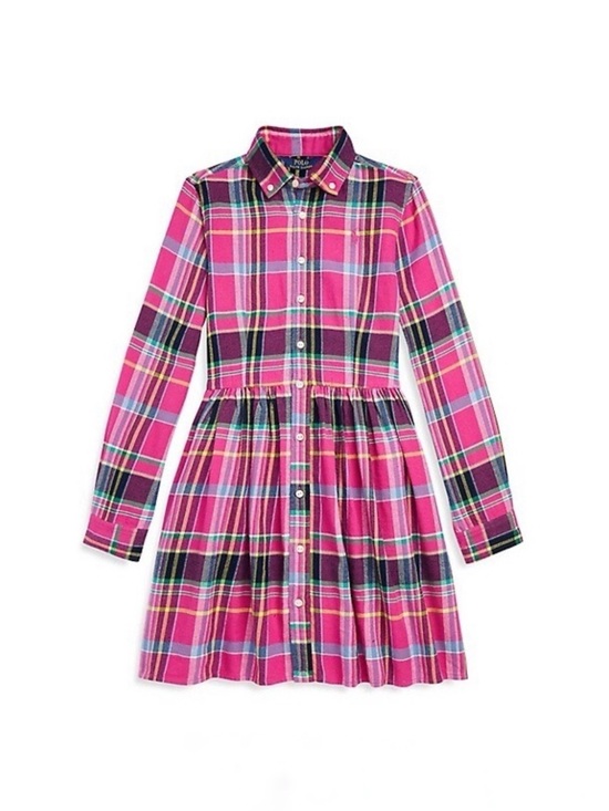 Polo Ralph Lauren Other - Polo Ralph Lauren Preppy Pink Plaid Button-Up Cotton Dress Girl’s Size 16